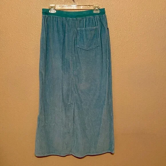 CHADWICK'S 2pc Corduroy Jacket/Skirt with Hood and pockets Teal Size L/10 - Picture 9 of 13